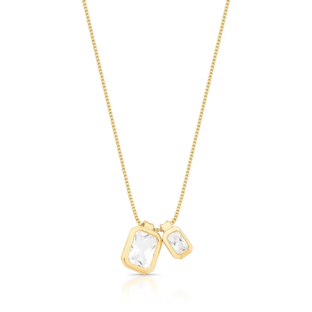 Double Crystal Pendant Necklace