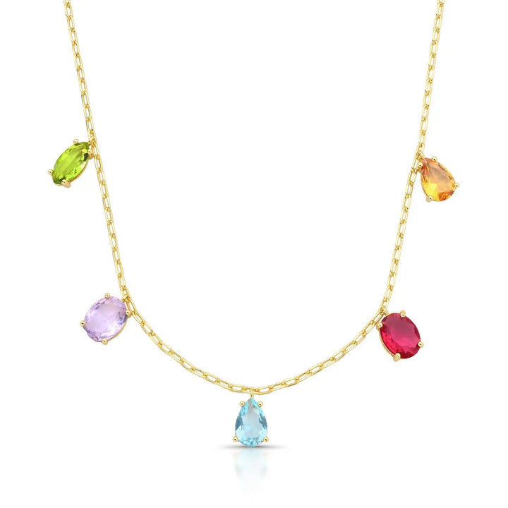 Multicolor Crystal Station Necklace
