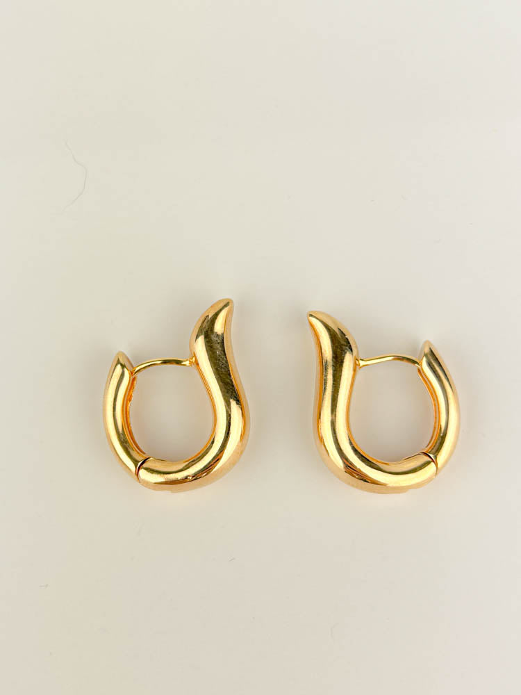 18K Gold J Hoop Earrings classic medium size flattering every face shape
