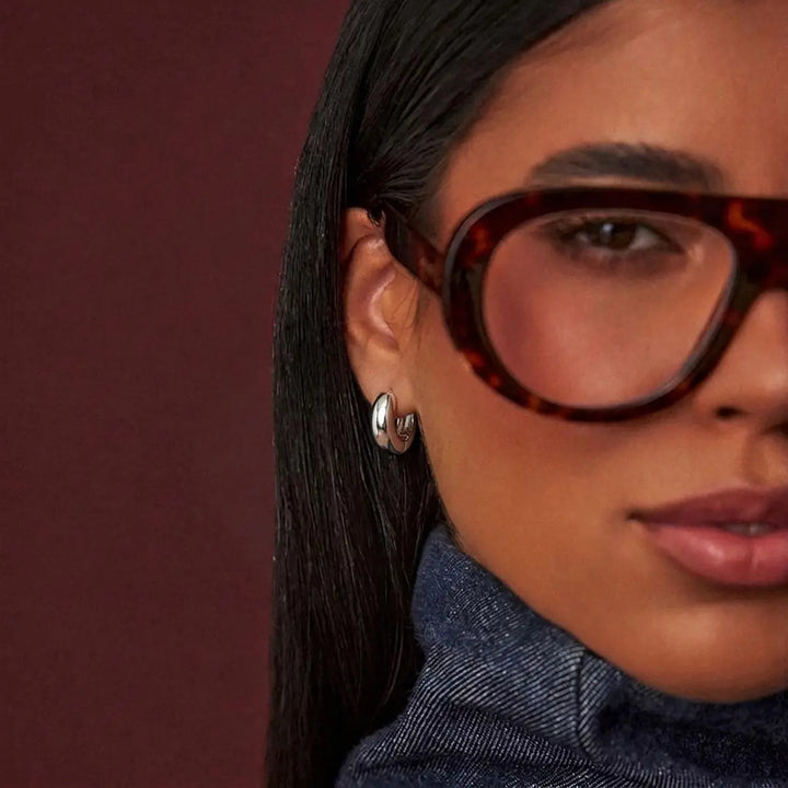 Puffy Rhodium Hoop Earrings