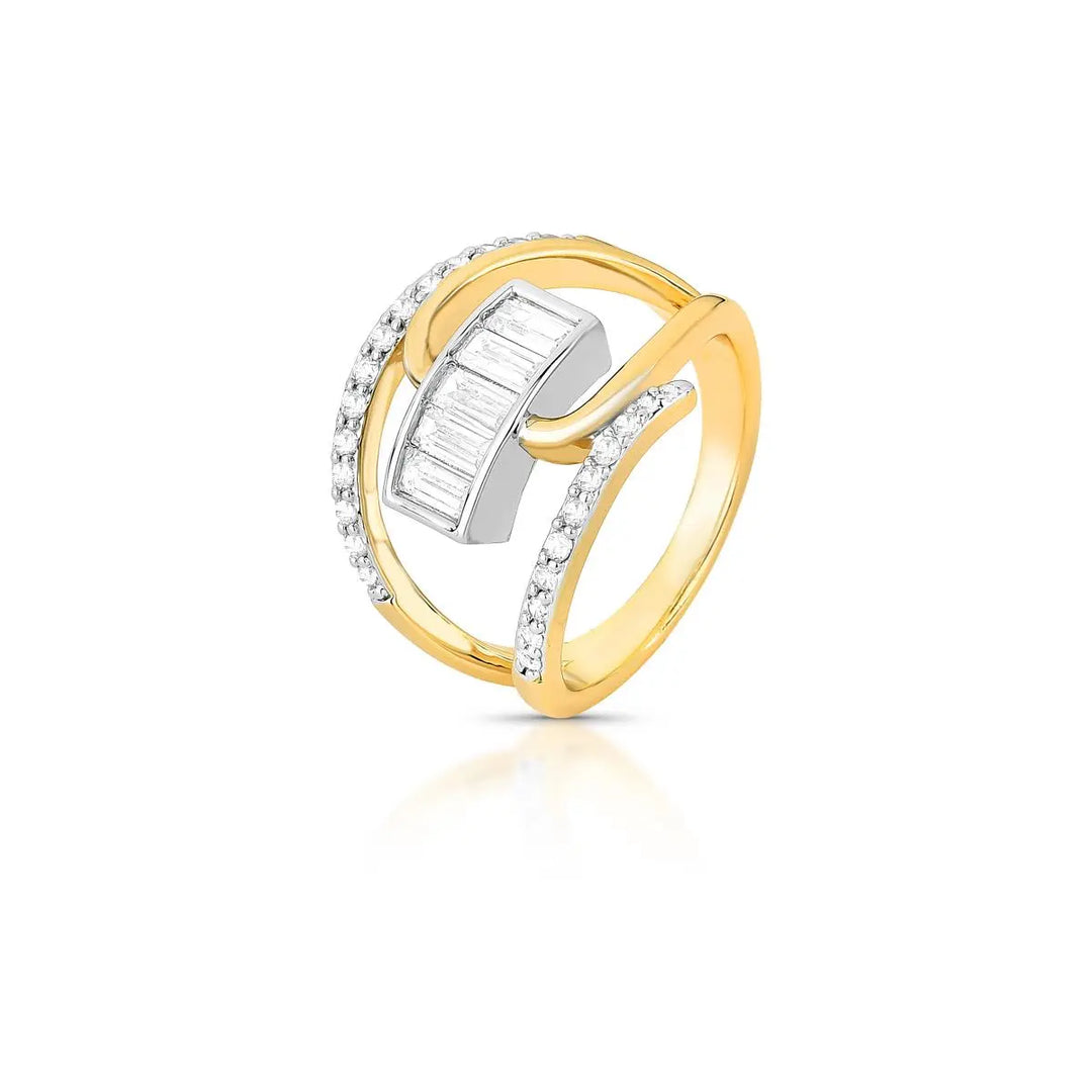 Two-Tone Crystal Cutout Ring