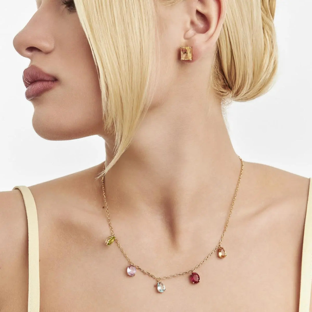 Multicolor Crystal Station Necklace