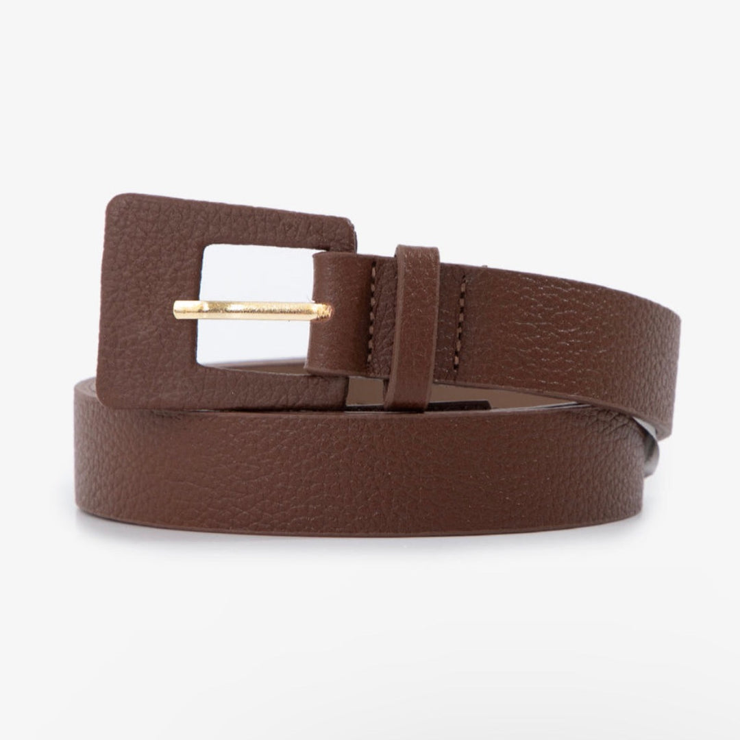 RECTANGULAR BUCKLE LEATHER BELT