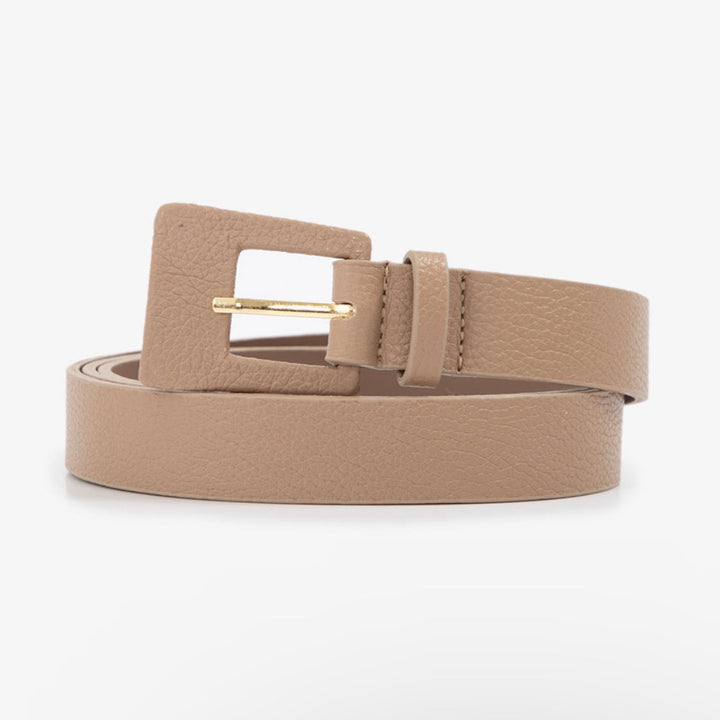 RECTANGULAR BUCKLE LEATHER BELT