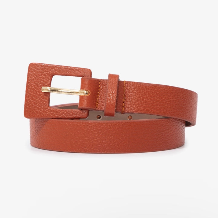 RECTANGULAR BUCKLE LEATHER BELT