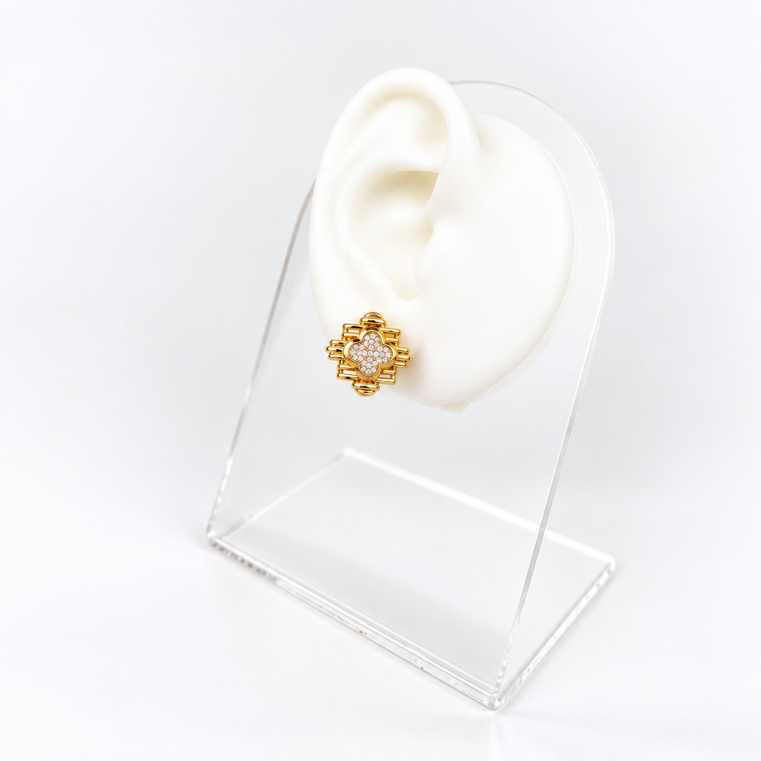 Clover Zircon  Stud Earrings