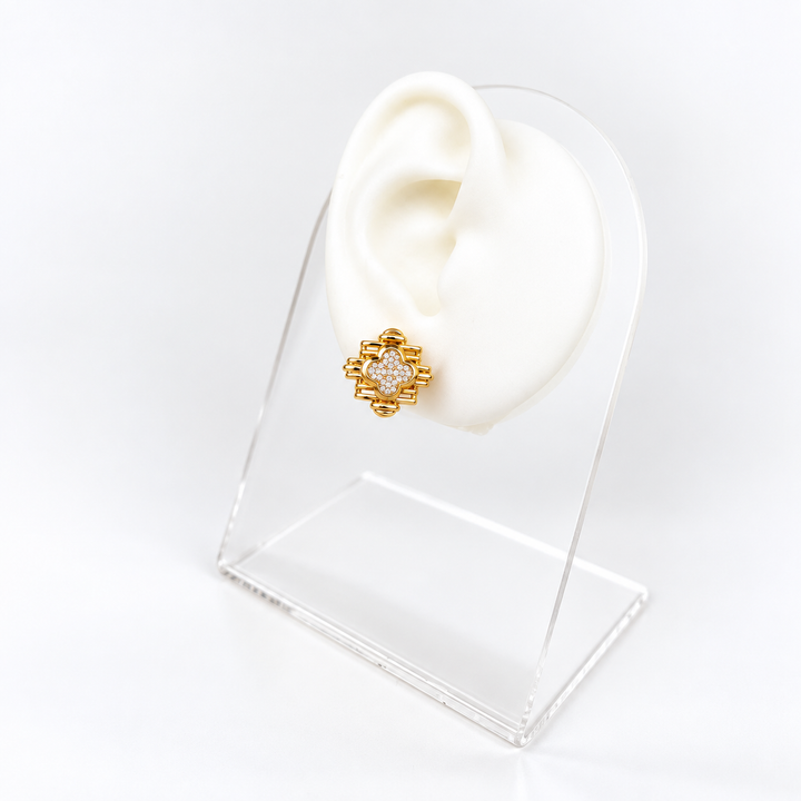 Clover Zircon  Stud Earrings