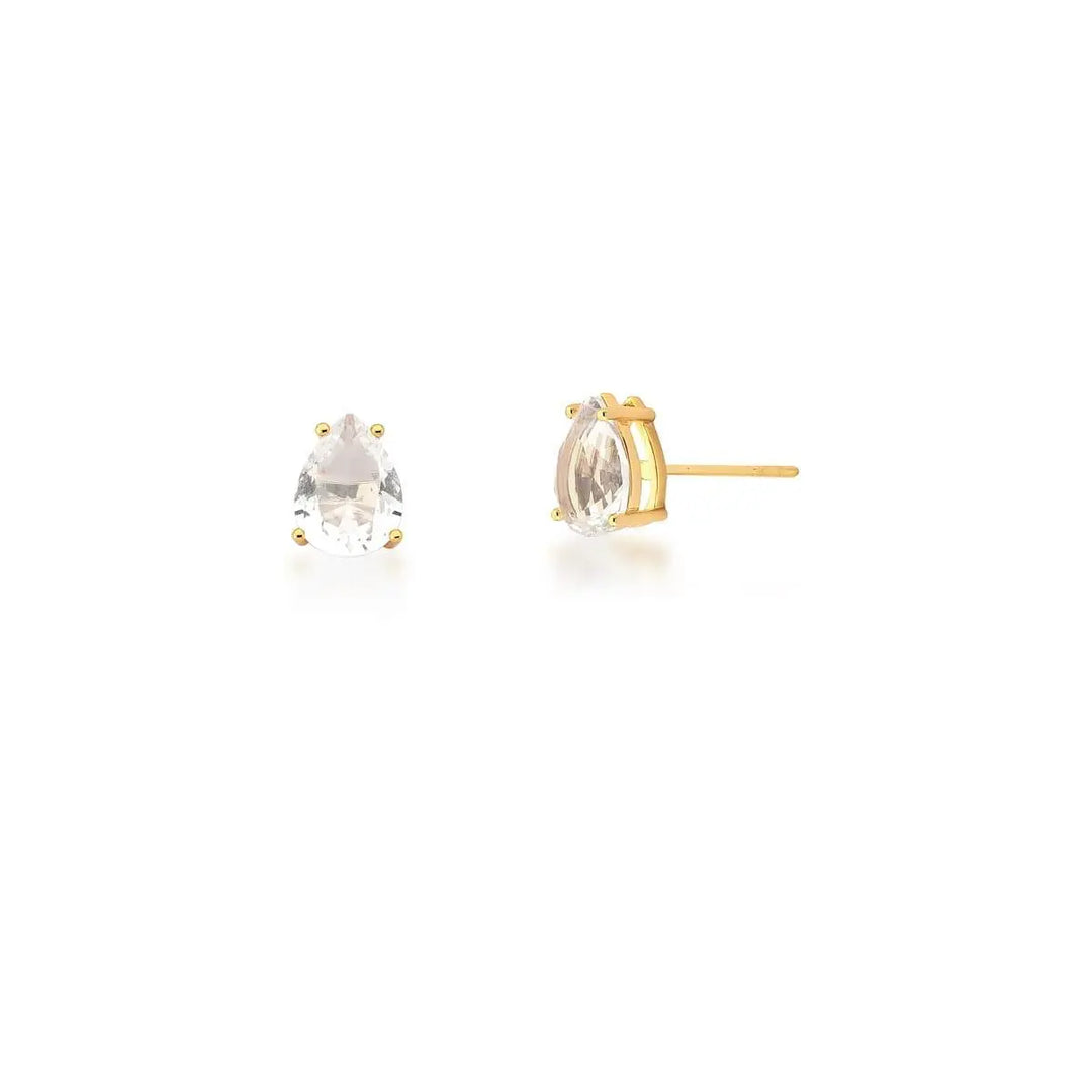 Teardrop Crystal Stud Earrings – 18k Gold Plated