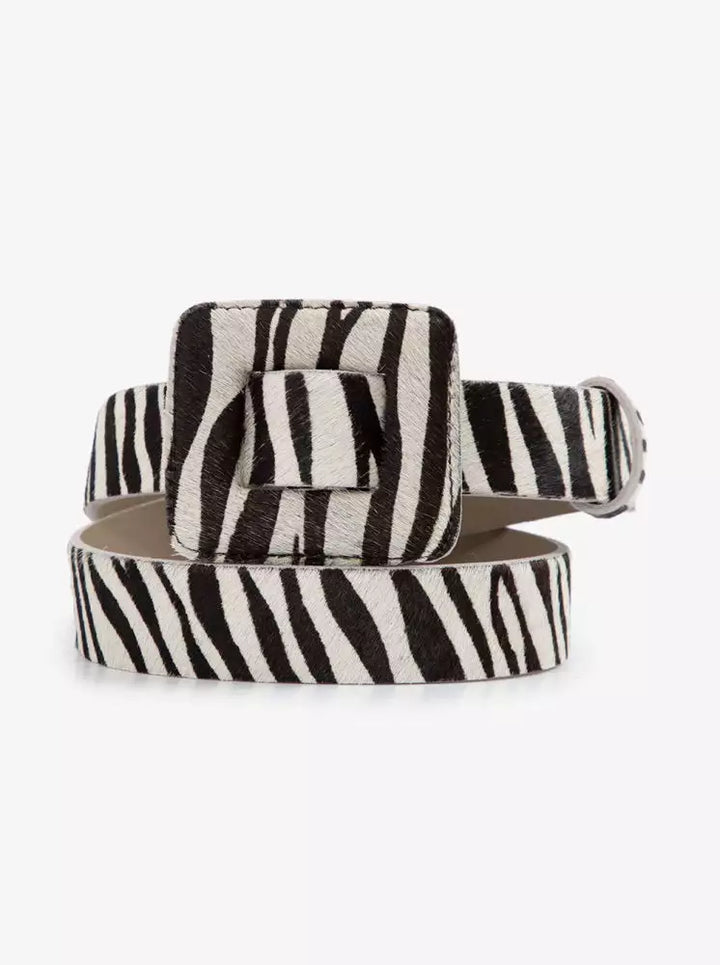 Animal print belt with adjustable sizing for versatile wear