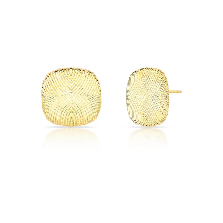 Textured Square Gold Statement Earrings