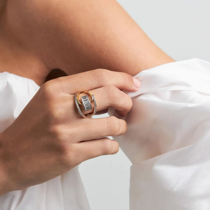 Two-Tone Crystal Cutout Ring