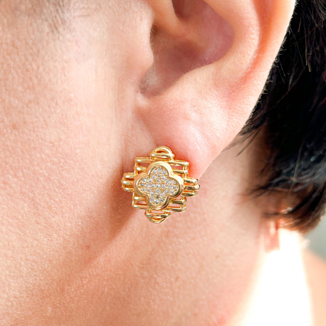 Clover earring with zircon, versatile jewelry gift for women and teens