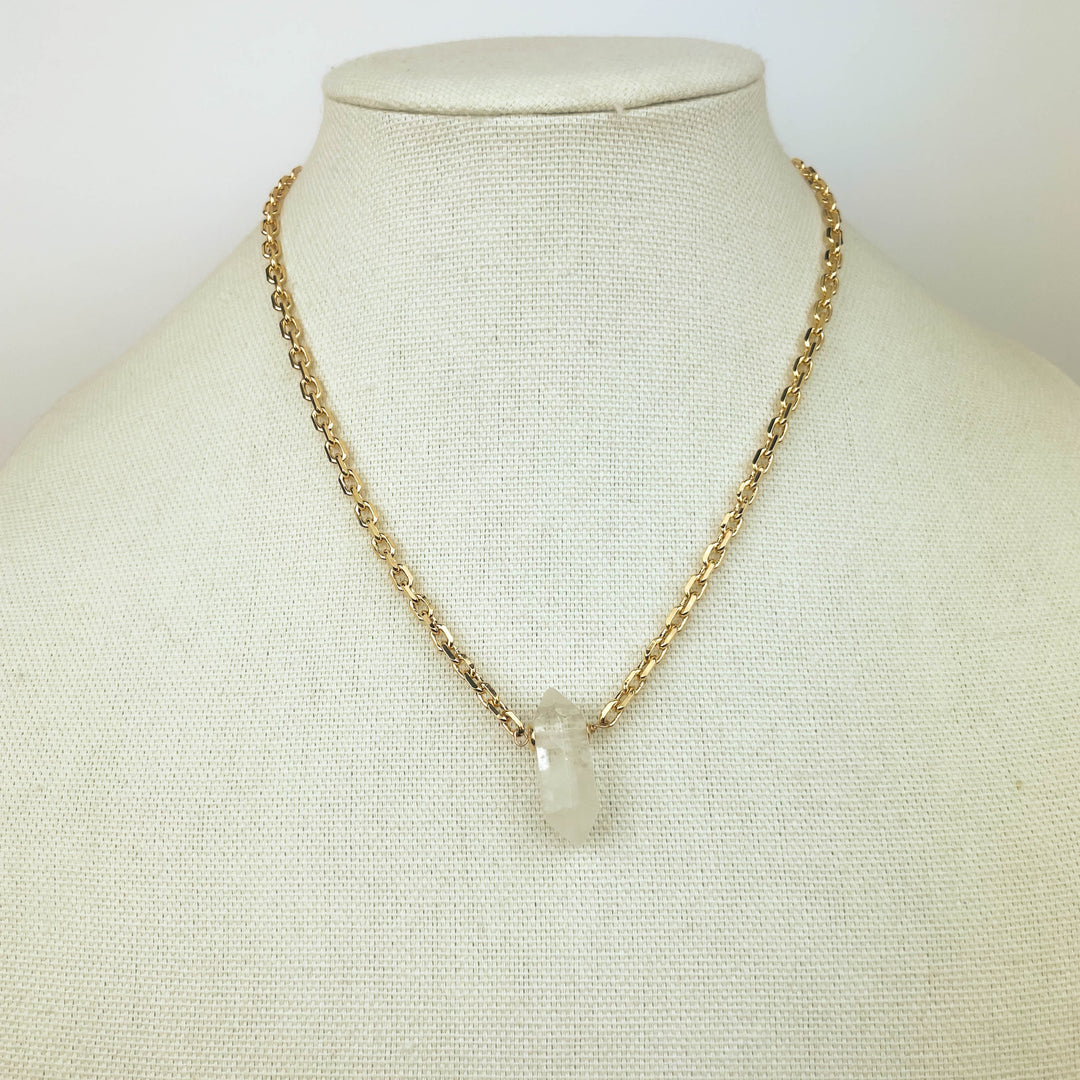 Crystal necklace with gold-plated finish and gift-ready box for special occasions
