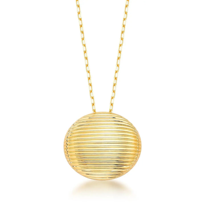 Textured Oval Pendant Long Necklace