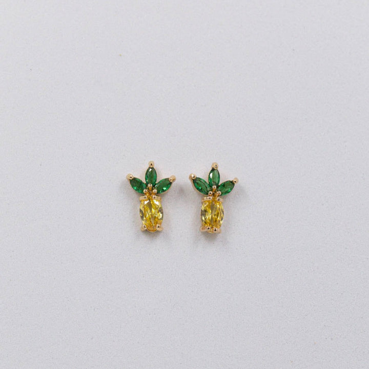 18k gold-plated hoop earrings with sparkling zircon pineapple charm for casual elegance