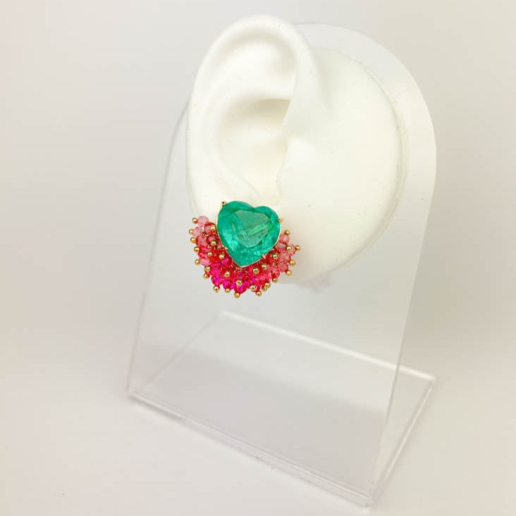 Fusion Heart Earring gold-plated with crystal accents for elegant gifting