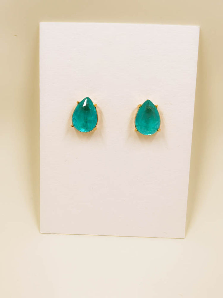Fusion Stone Water Drop Earrings plated in 18k gold for subtle shine