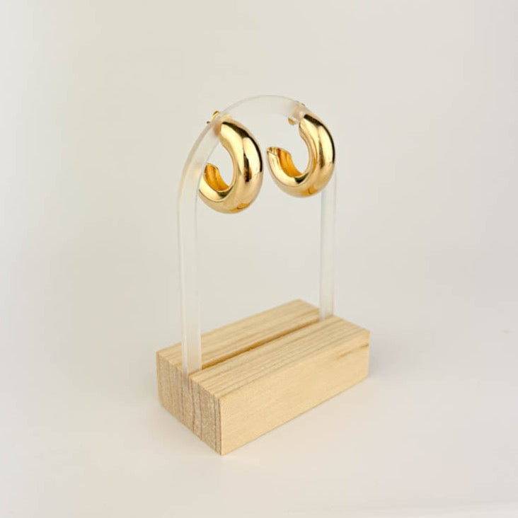 18k Gold-Plated C Hoop Earrings stylish lightweight hoops for confident everyday wear