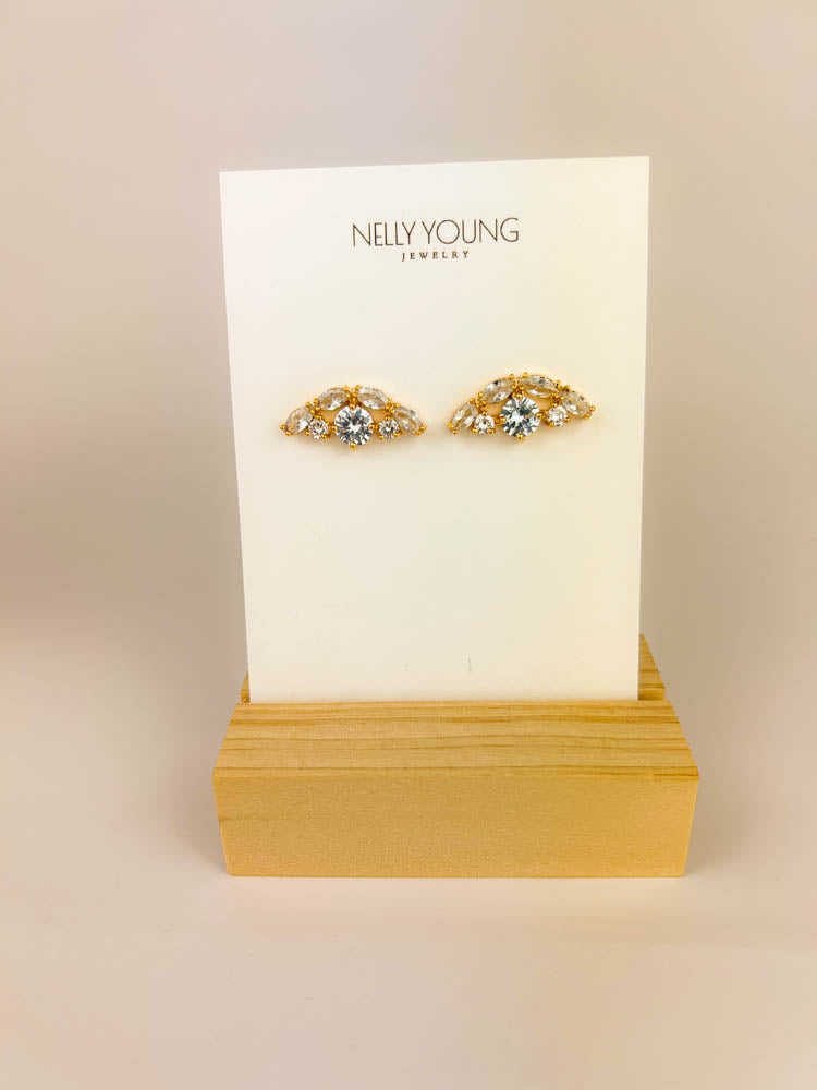 Gold crystal earrings with 18k plating for elegant everyday wear