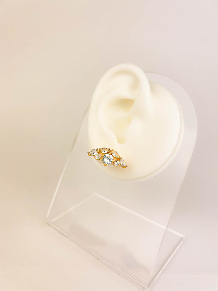 Gold crystal earrings lightweight 1.2 inch drop for daily comfort