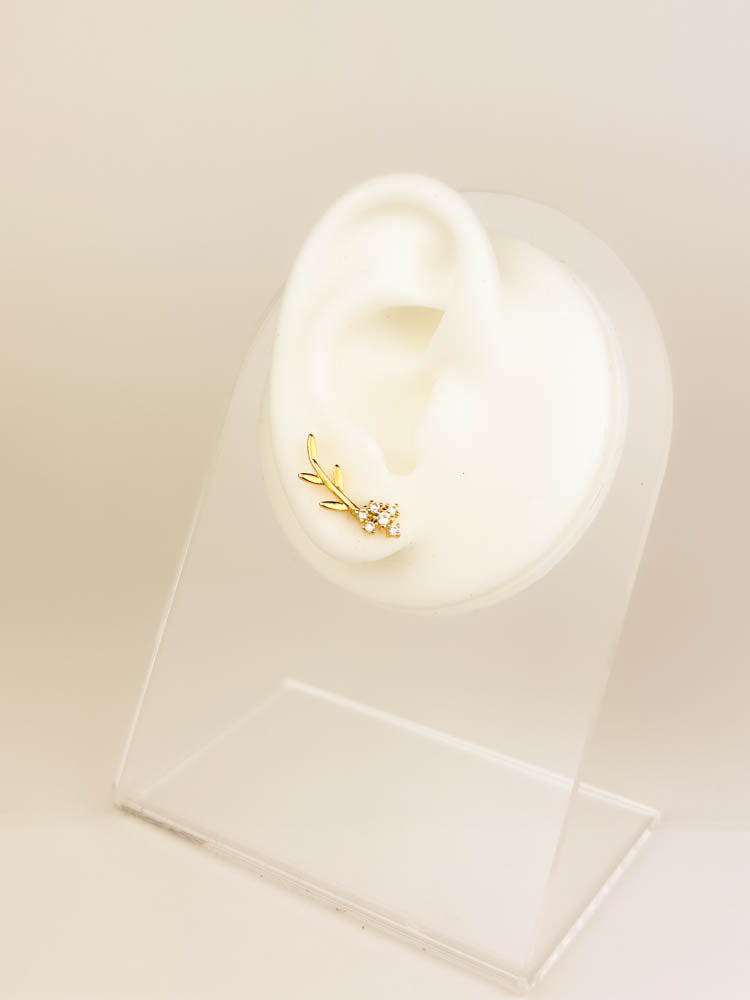 Flower earring set 18K gold-plated floral design with zircon sparkle for special occasions