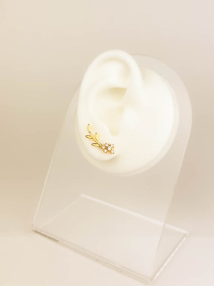Flower earring set 18K gold-plated floral design with zircon sparkle for special occasions