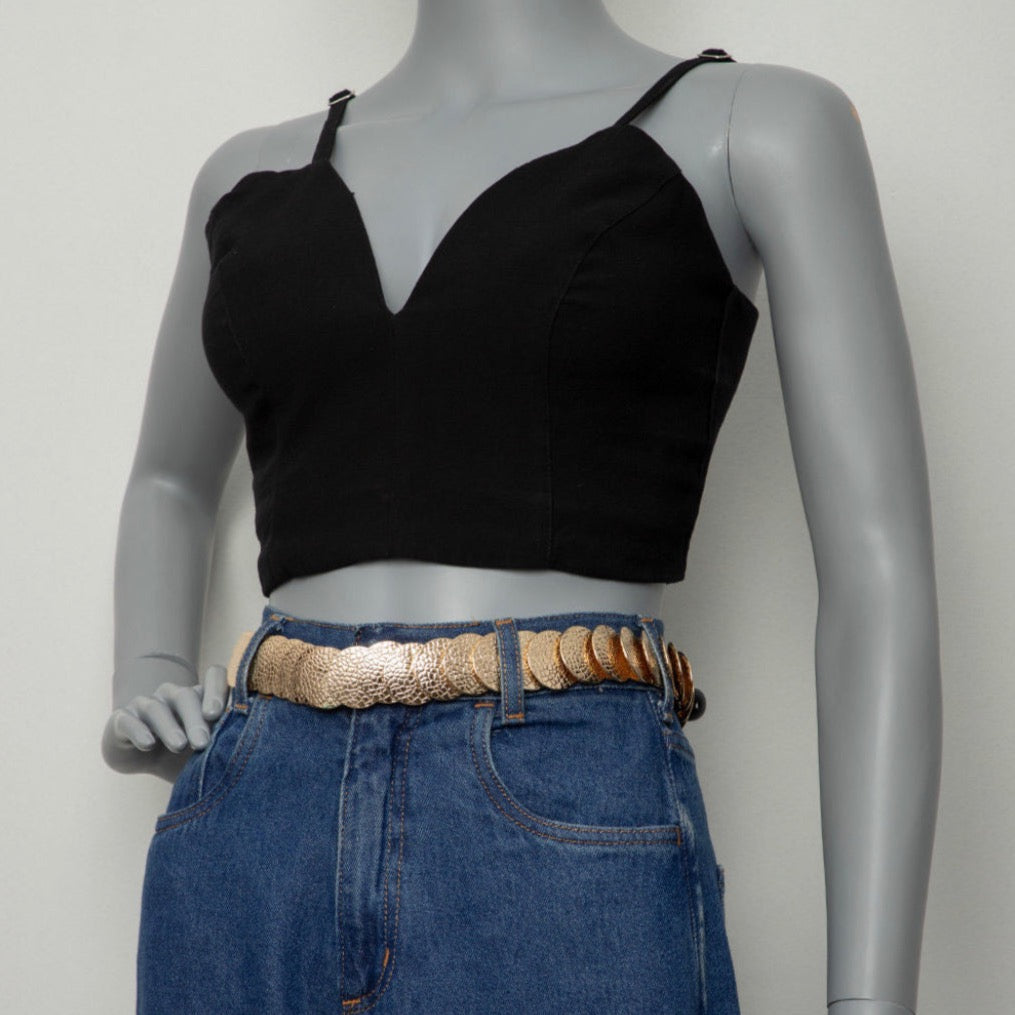 Gold Textured Coin Belt lightweight accessory ideal for chic Brazilian-Latino inspired outfits