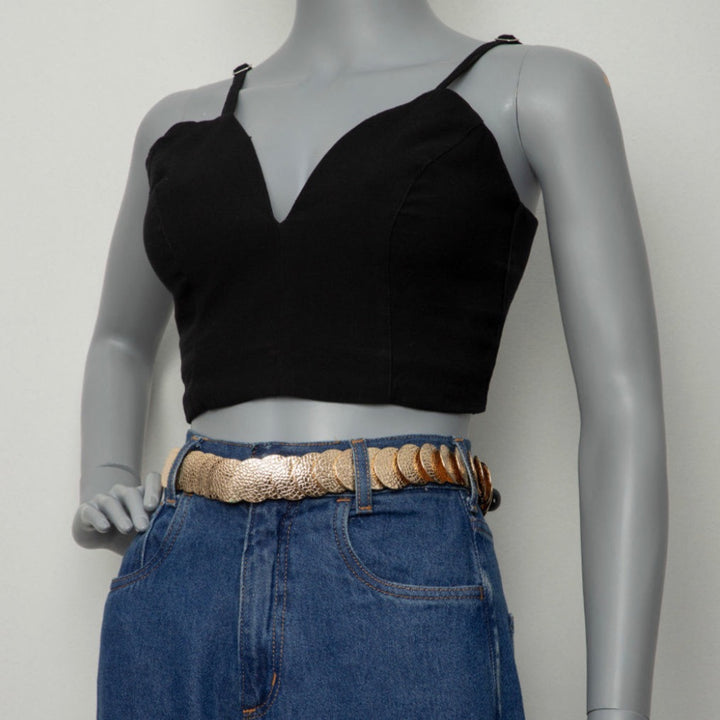 Gold Textured Coin Belt lightweight accessory ideal for chic Brazilian-Latino inspired outfits