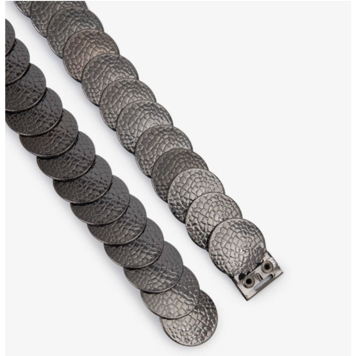 Gold Textured Coin Belt stylish accessory perfect for dresses and high-waist jeans