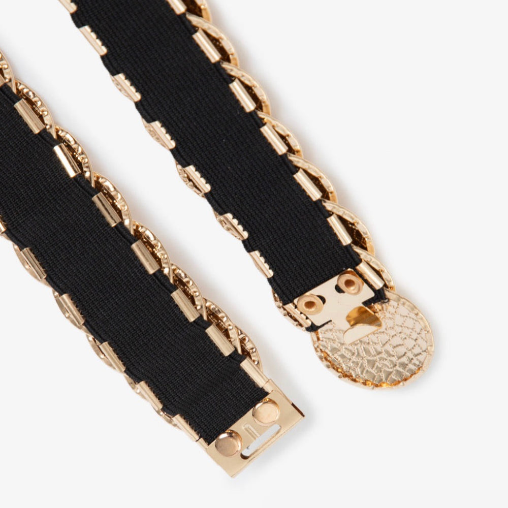 Gold Textured Coin Belt stretchable Elastex, perfect for festive gatherings and brunch styling