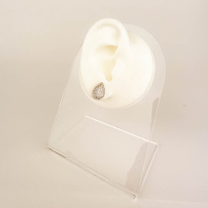 Lightweight small drop earring in white rhodium for sophisticated daily wear