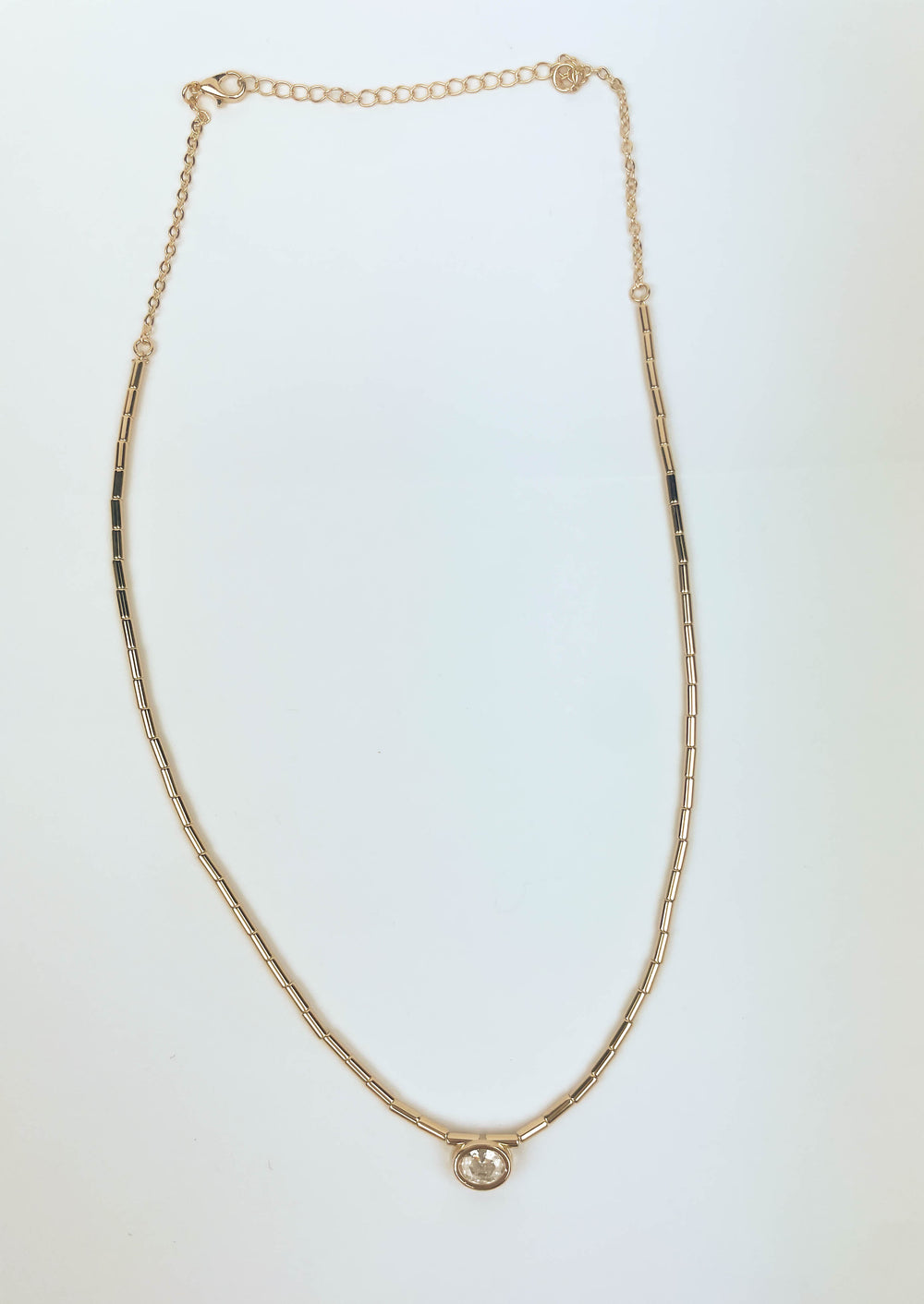 Nelly Necklace 18K gold chain with teardrop crystal stone pendant