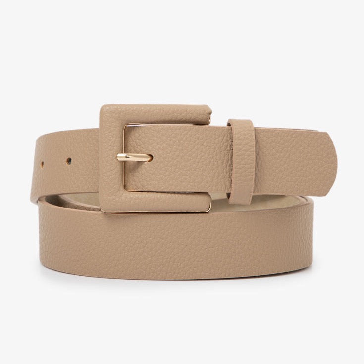 Plus Size Leather Belt gift-ready boxed with covered gold buckle for confident style