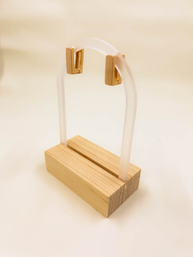 Gold-Plated Rectangle Hoop Earrings sleek modern fashion accessory