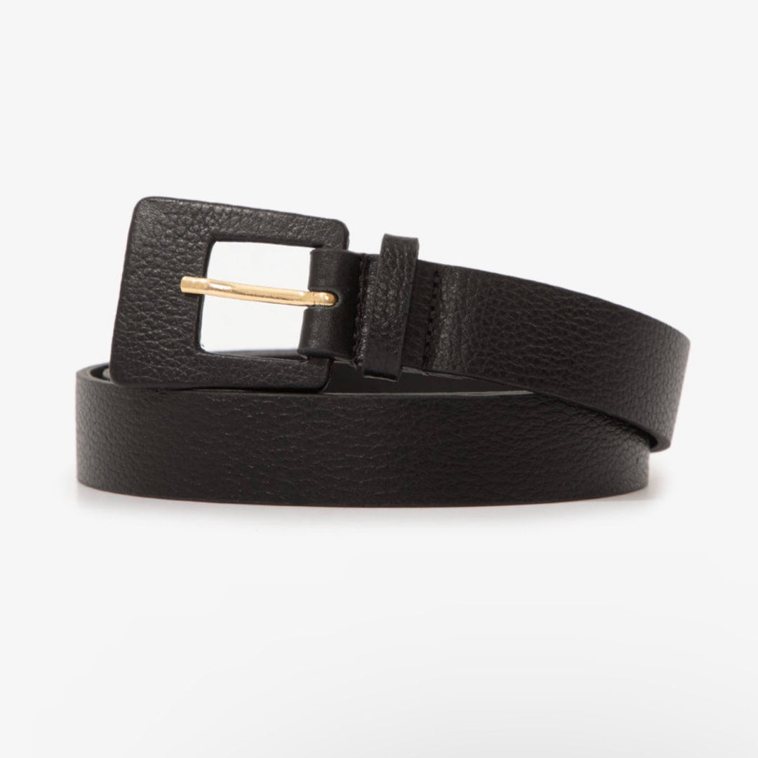 Rectangular Black Buckle Belt with elegant gift packaging for stylish everyday use