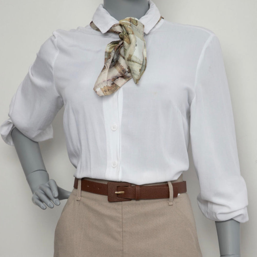 Rectangular Buckle Belt with sleek covered buckle for casual or dress outfits