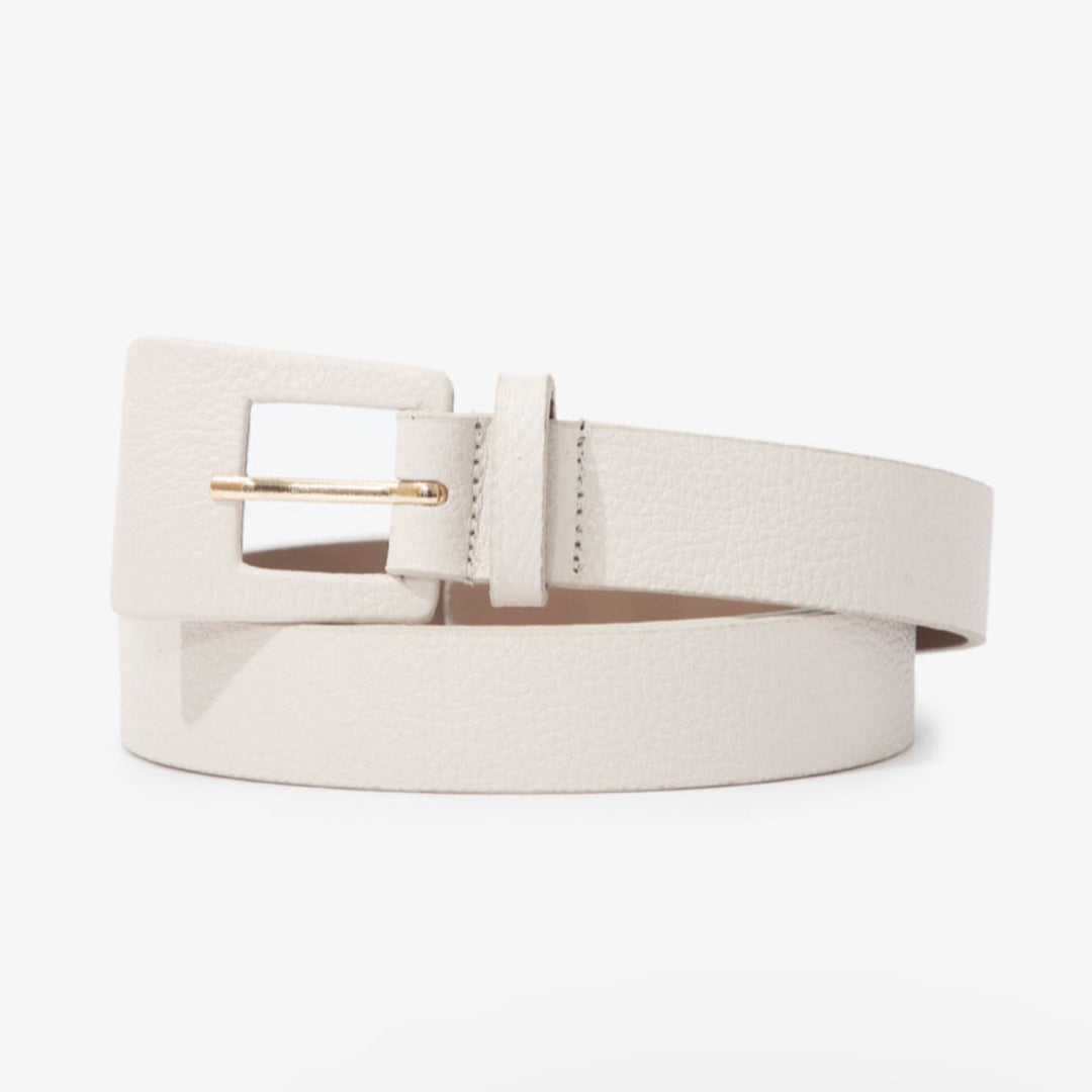 Rectangular White Buckle Belt with 2.5 cm strap for chic and polished styling