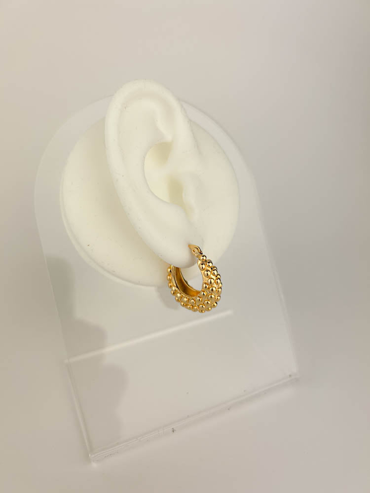 Small Dot Hoop Earrings with dotted texture for versatile casual and evening outfits