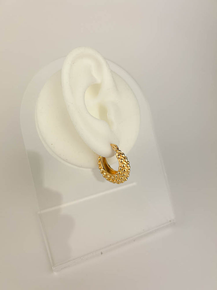 Small Dot Hoop Earrings with dotted texture for versatile casual and evening outfits