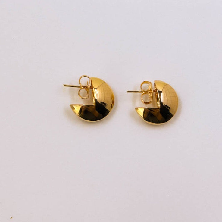 Elegant small hoop earring in 18k gold-plated smooth white finish for timeless wear