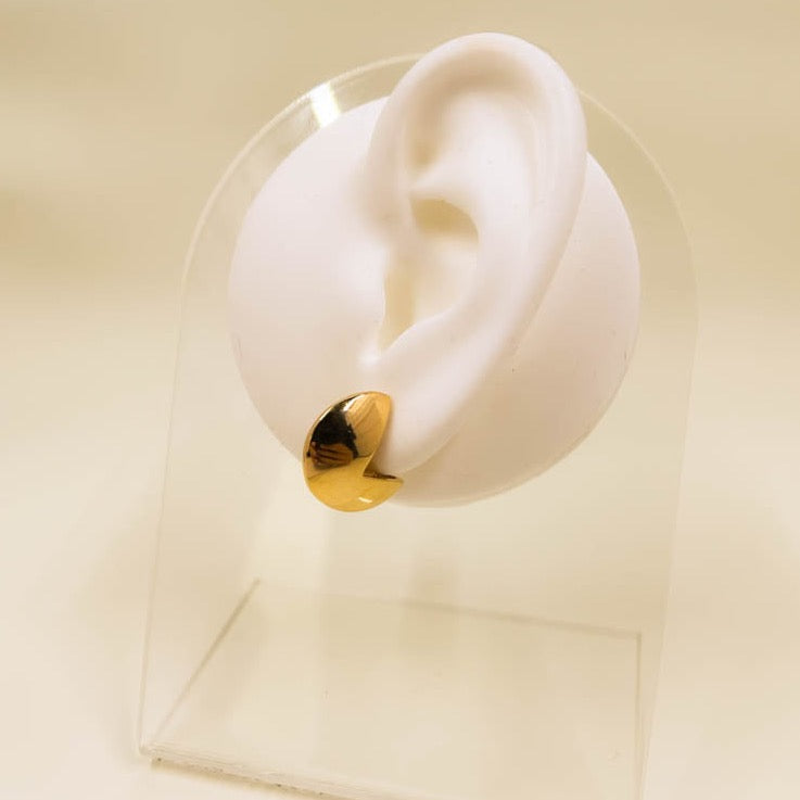 Small hoop earring crafted with white smooth finish and 18k gold-plated luxury look