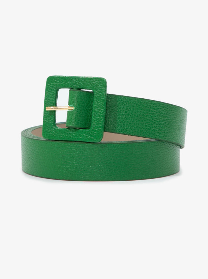 Square Buckle Leather Belt blending Brazilian-inspired chic with practicality