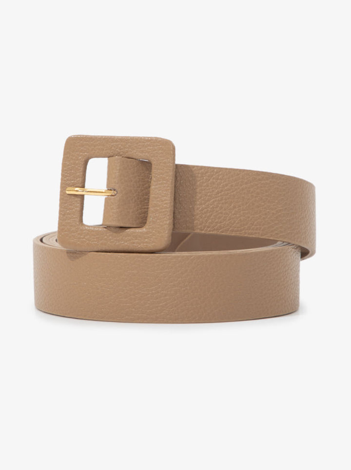 Square Buckle Leather Belt with smooth leather texture for elegant everyday wear