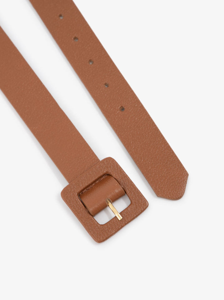Square Buckle Leather Belt with gift-ready packaging for birthdays and holidays