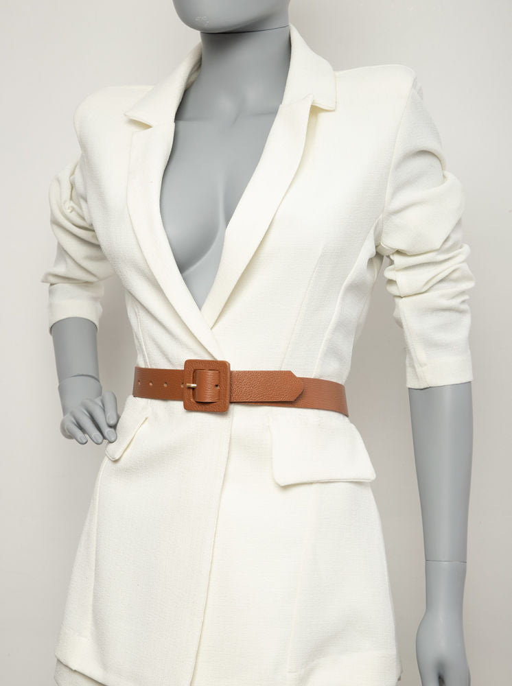 Square Buckle Leather Belt crafted from 100% premium leather for timeless style