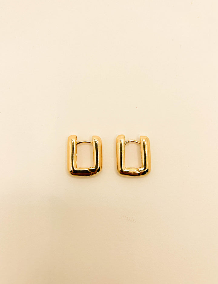 Square hoop earrings gold-plated medium size stylish hoops for versatile fashion