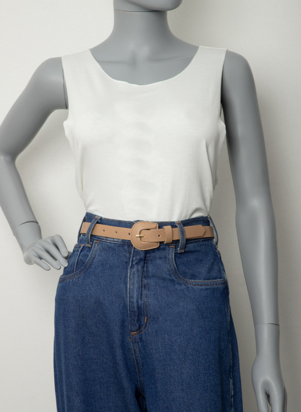 Thin Covered Buckle Belt featuring genuine leather for versatile styling