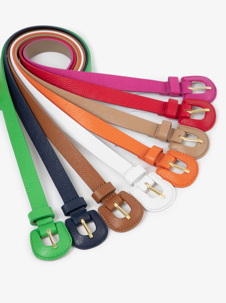 Thin Covered Buckle Belt with leather strap for everyday elegance