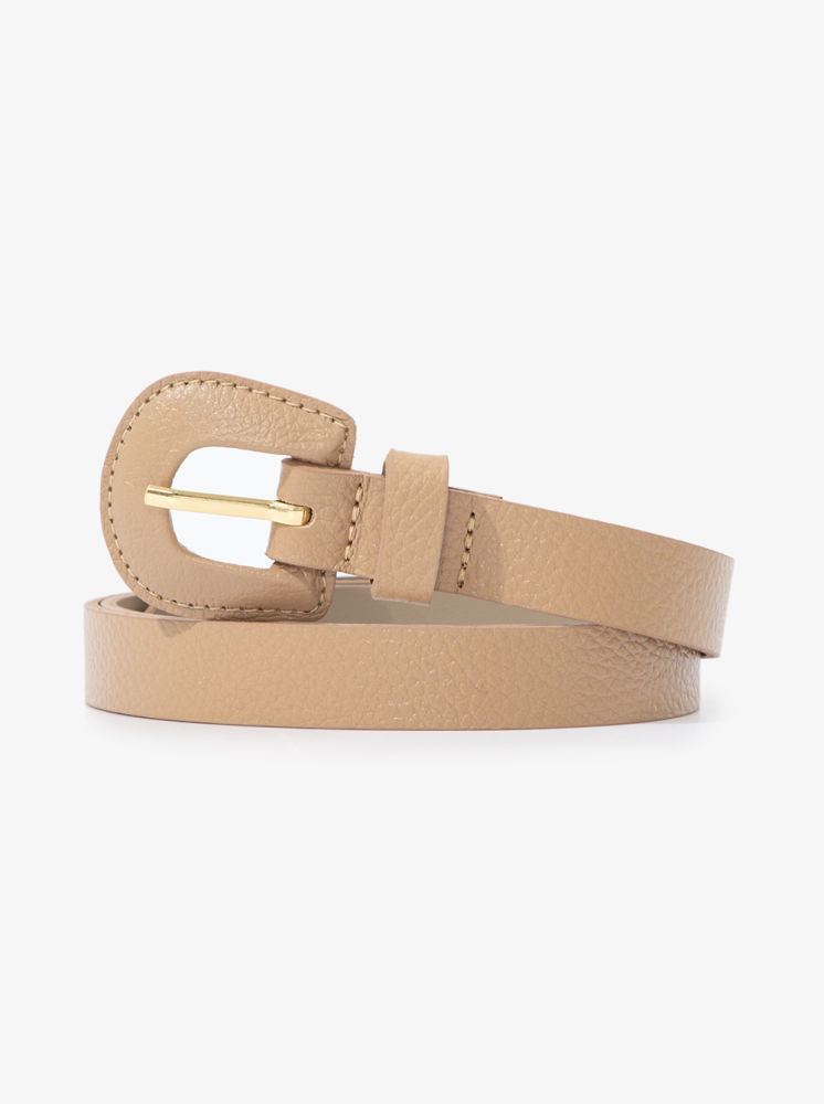 Thin Covered Buckle Belt in sleek design perfect for dresses and jeans