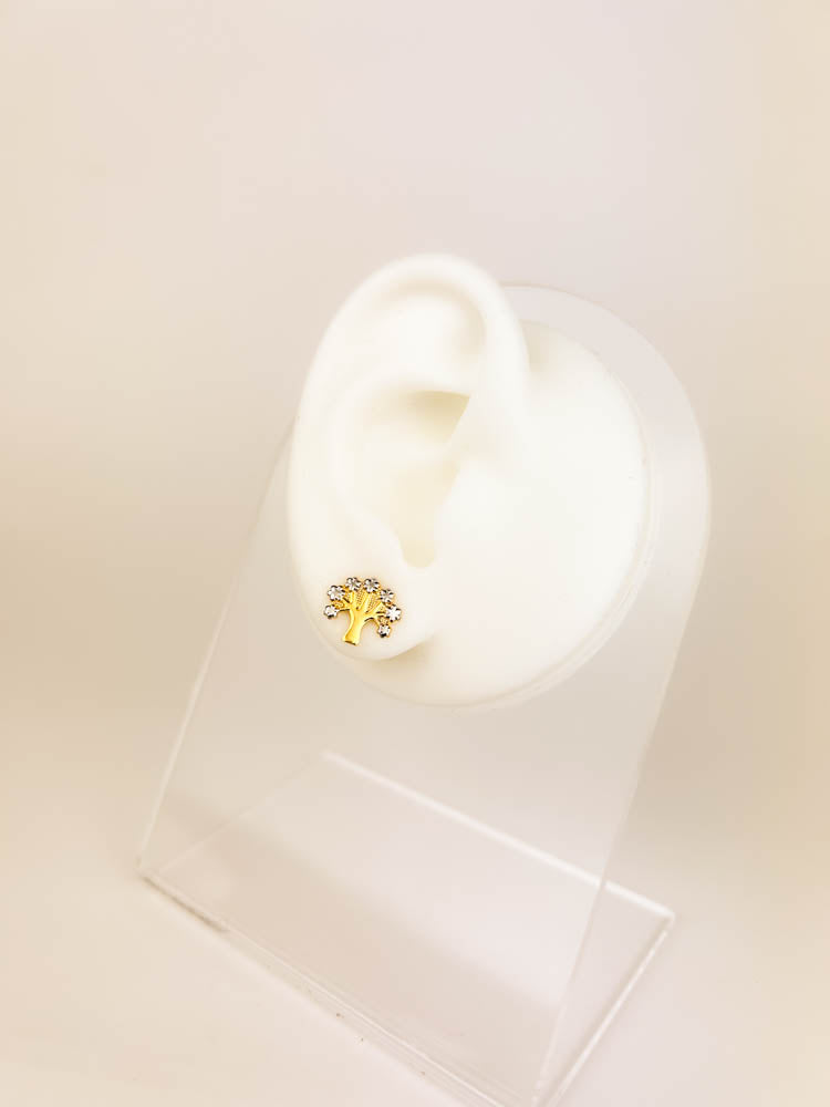 Tree Earring 18K gold jewelry gift symbolizing vitality and beauty